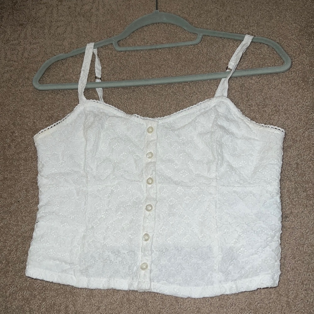 hollister lace white tank top
